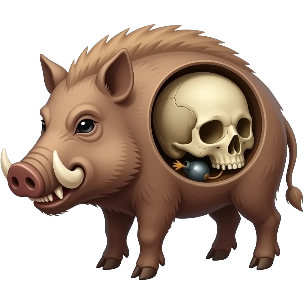 Boar with blowed up skull and having bomb in it emoji