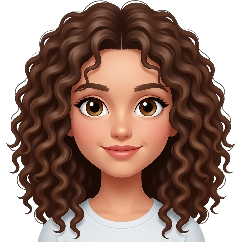 girl with big brown curly hair styled emoji