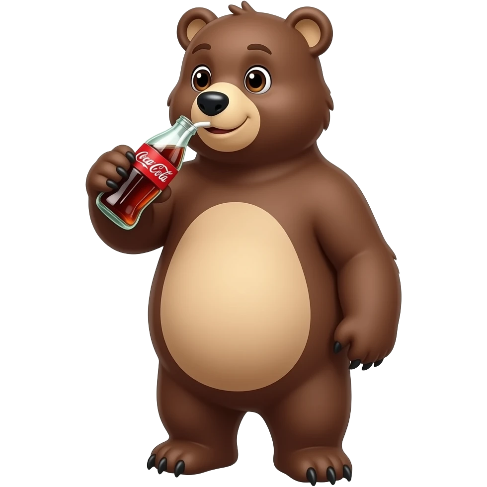 Bear drinks a cola emoji
