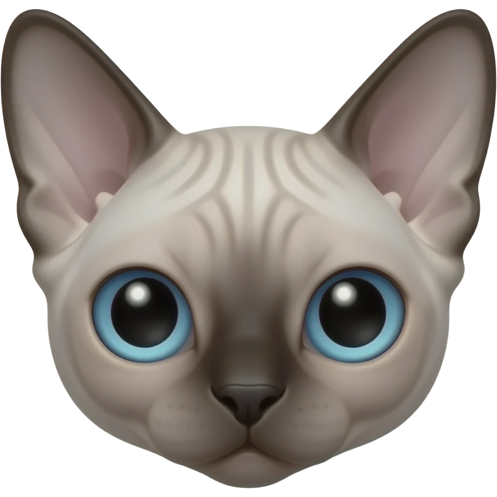 Cute Devon Rex cat face white with black on nose and tops of ears, blue eyes emoji