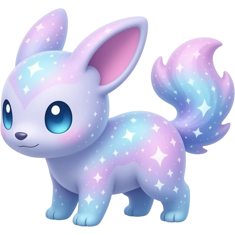 Cute cool colorful pastel nebula fantasy animal hybrid Fakemon full body emoji