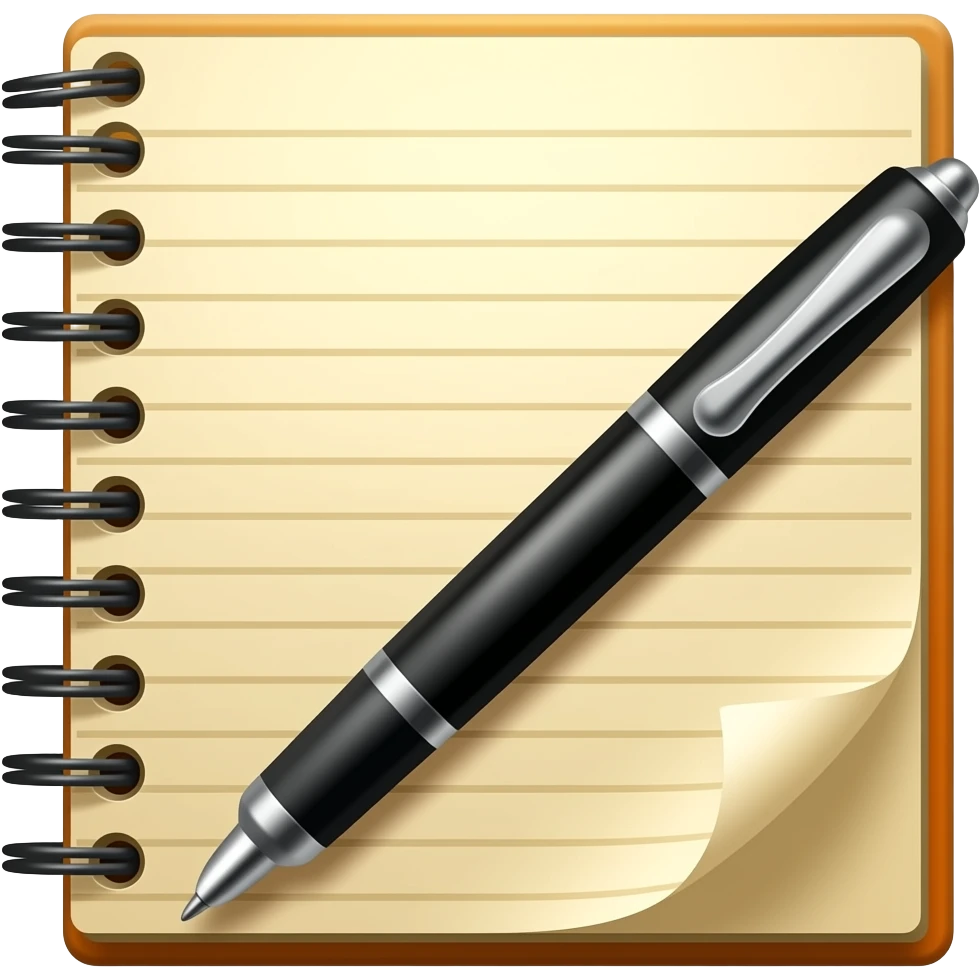 orange notebook and pen emoji
