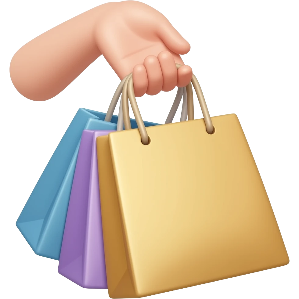 Mão segurando sacola se compras emoji