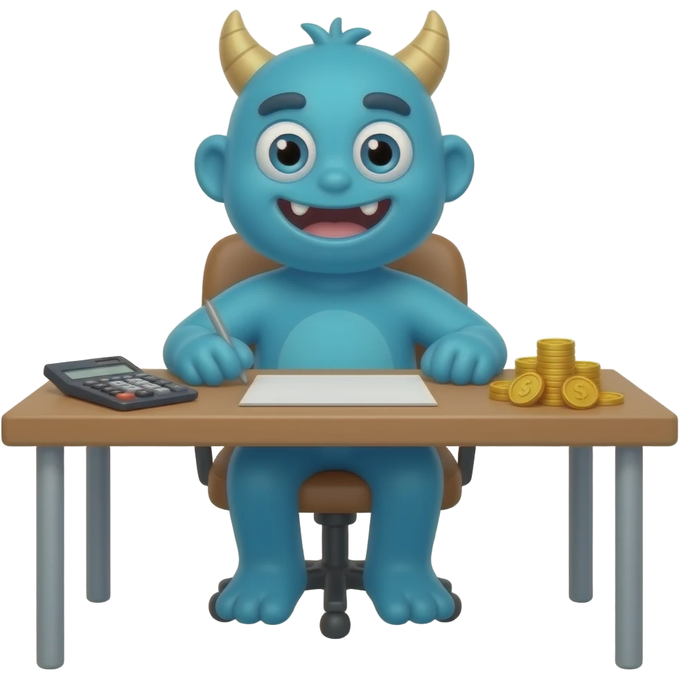 cartoon monster saving with the power of compound interest emoji