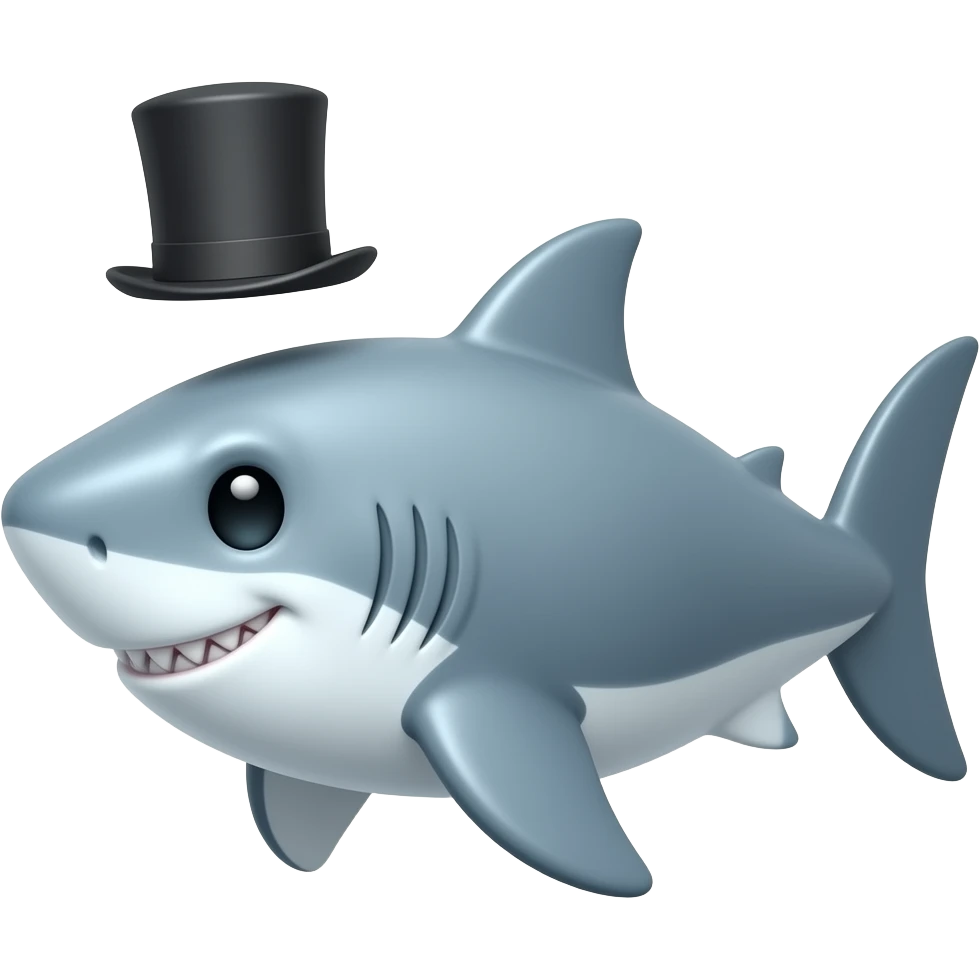 Shark with a top hat emoji