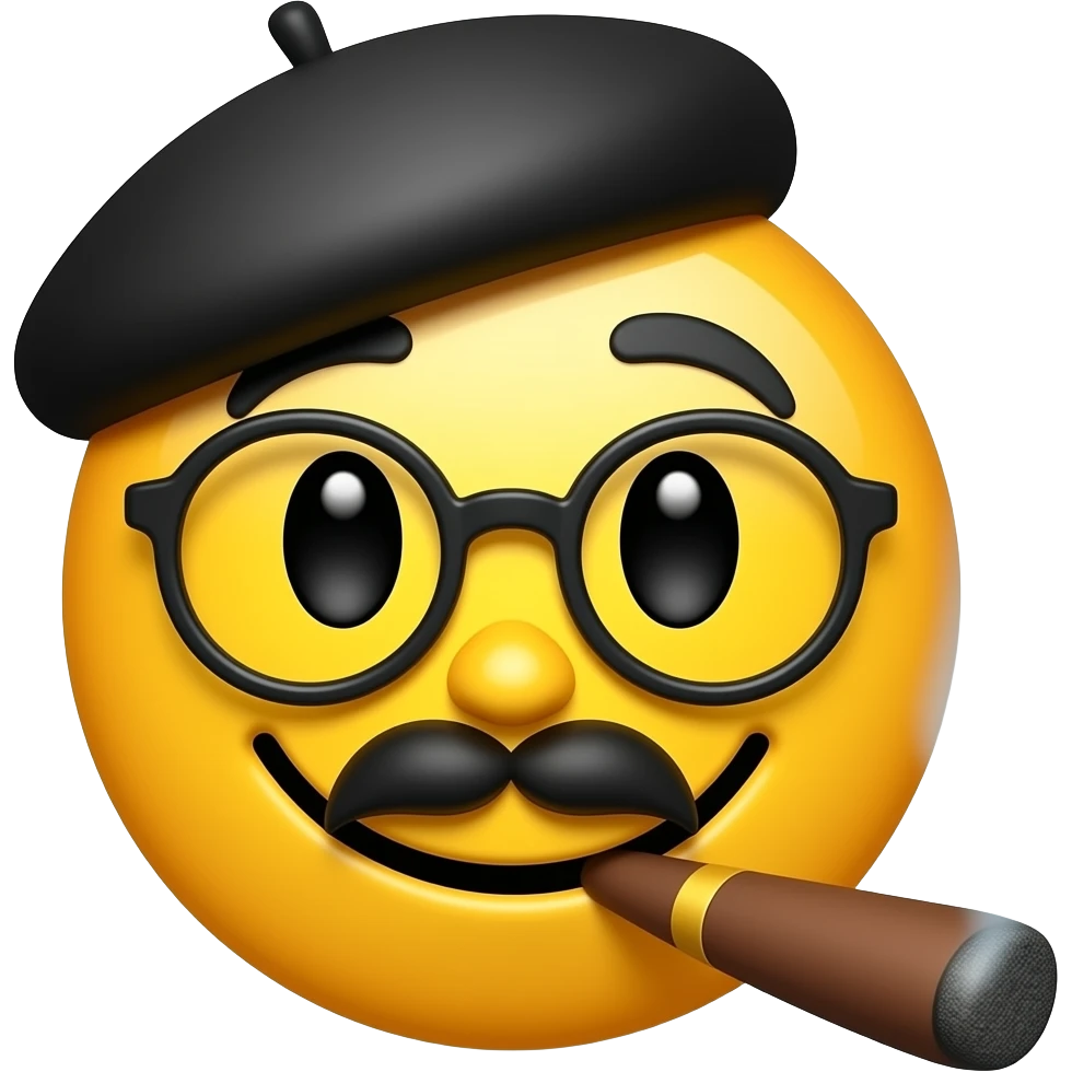 A yellow smiley face with groucho marx cigar beret glasses emoji