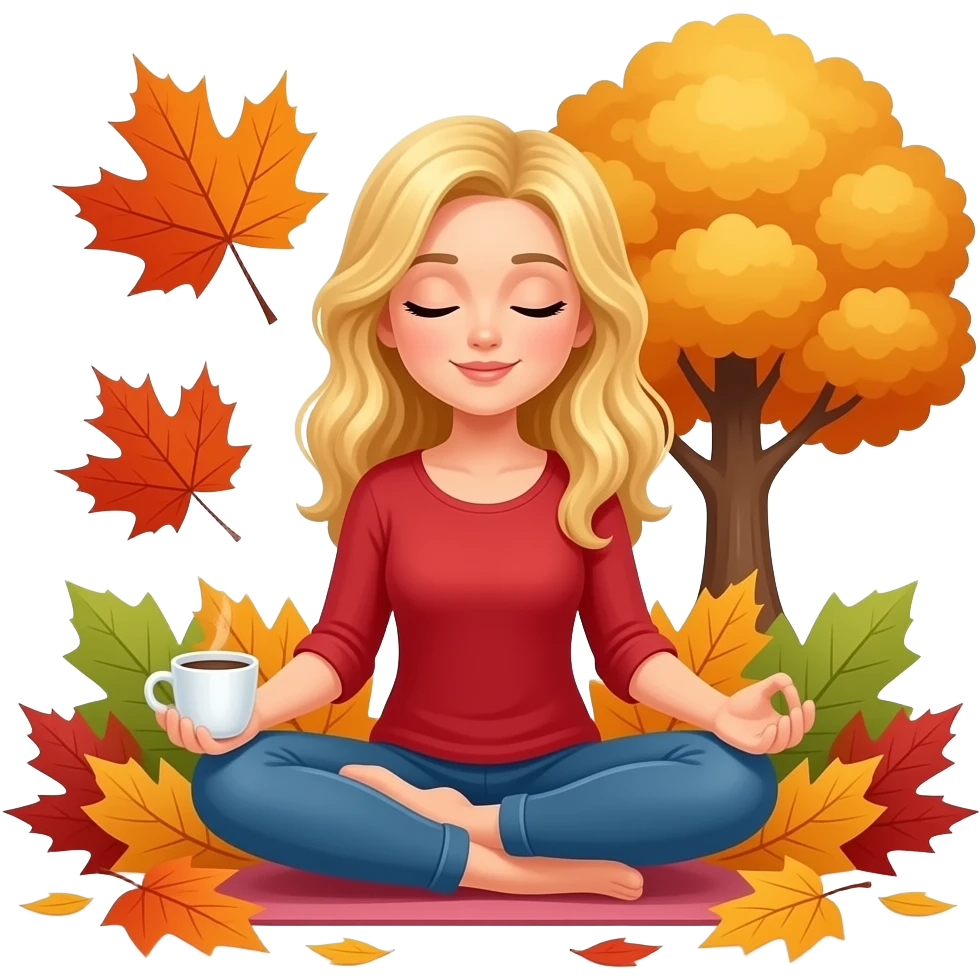 👱🏻‍♀️ 🧘🏼‍♀️☕️🍁🍂🌳 emoji