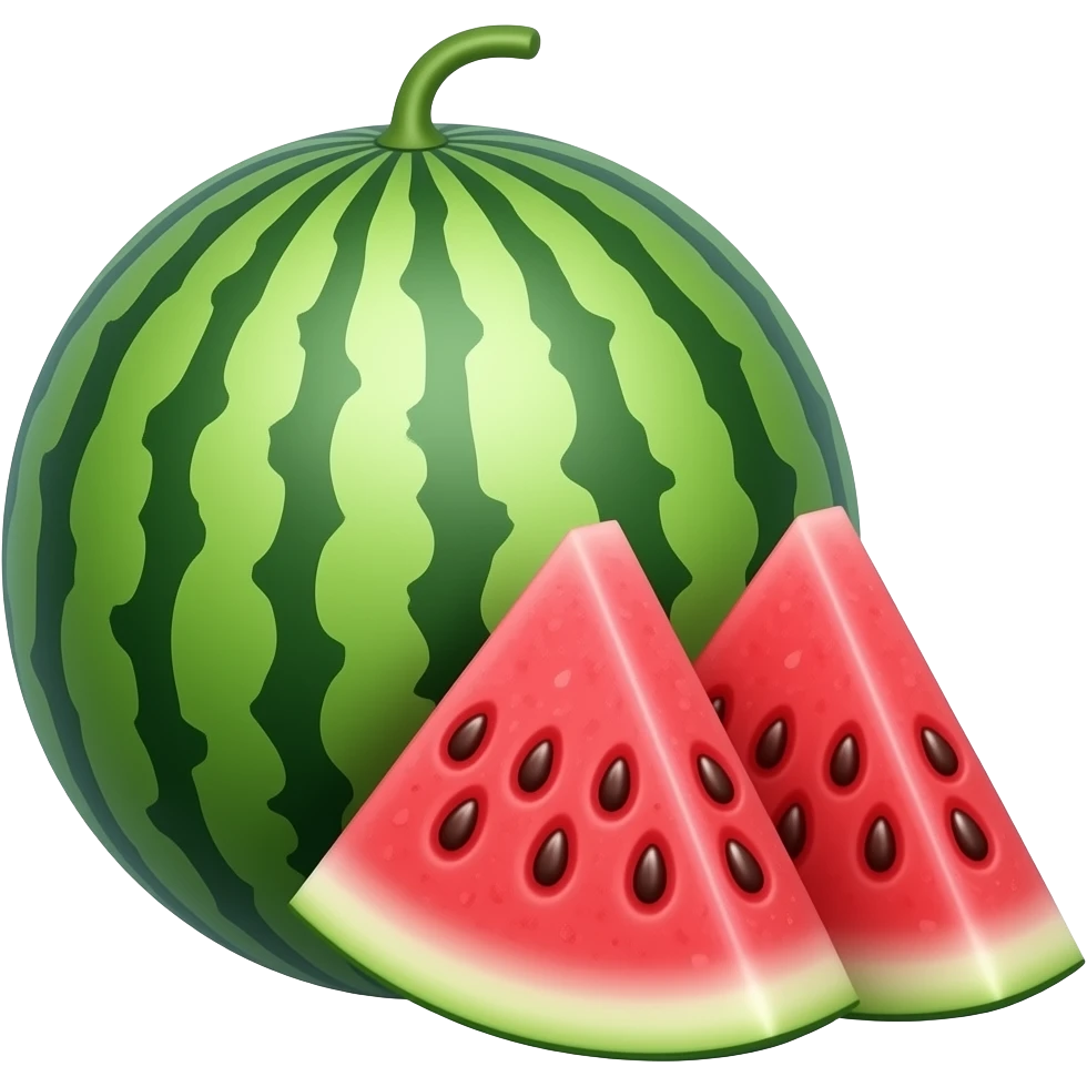 ripe whole and sliced triangular watermelon emoji