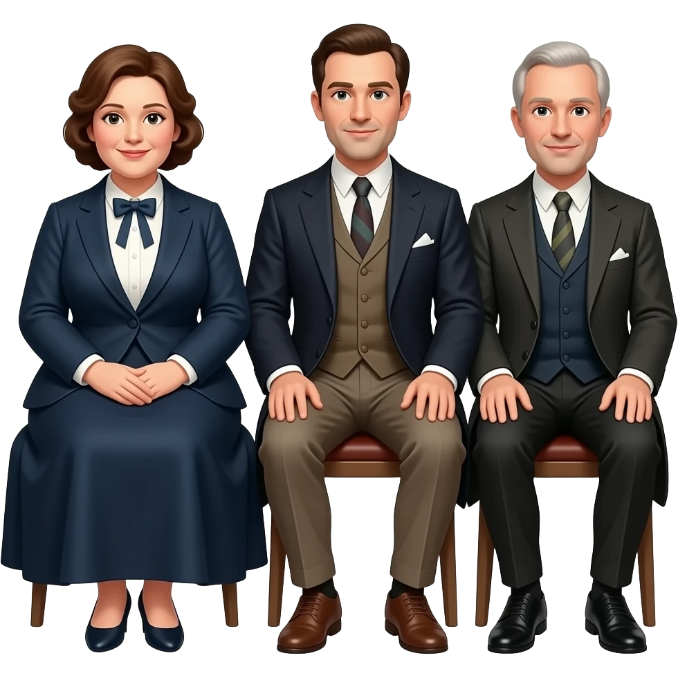 two big fat mothers and two small thin fathers depicted in sitting poses as in daguerreotypes posing in vintage bourgeois suits emoji