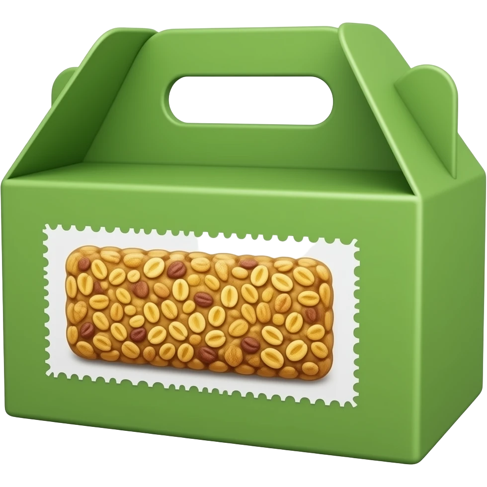 rectangle grocery store green cardboard box of heathy granola bars with ...