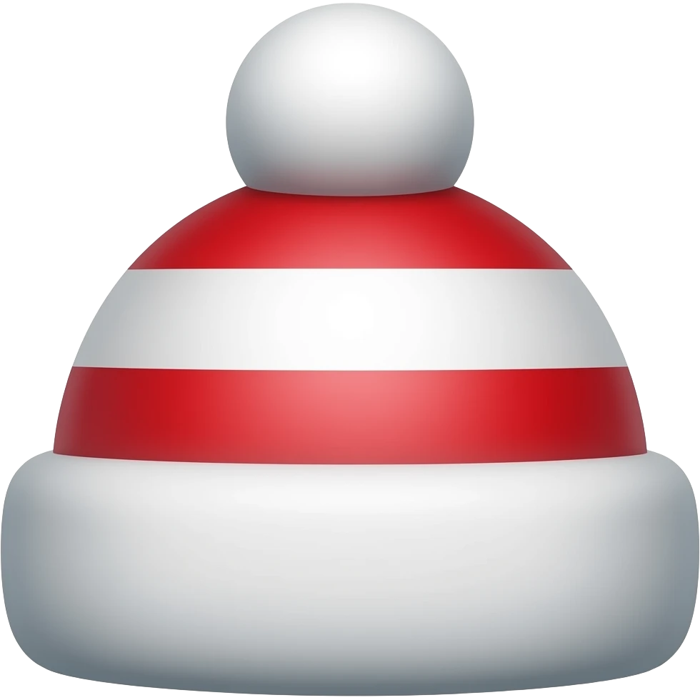 winter hat, cartoonish, red and white stripes emoji
