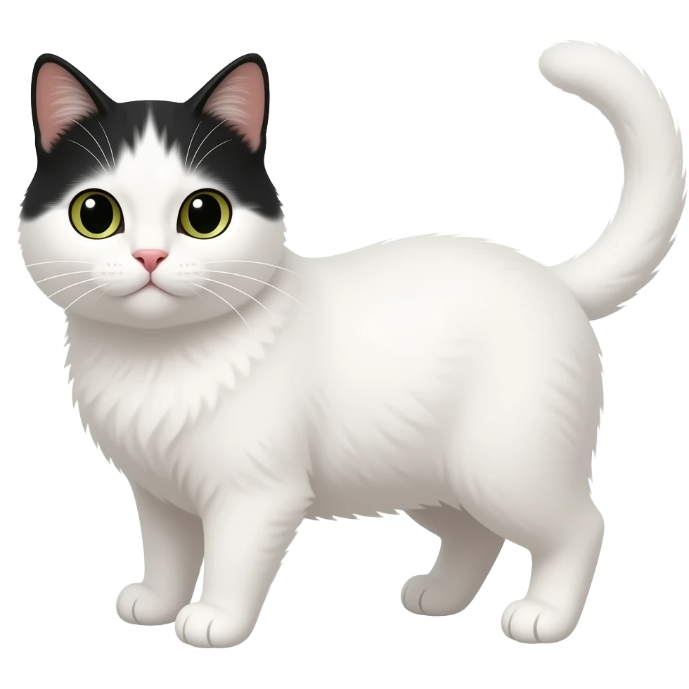 검정색 앞머리 있는 흰색고양이 emoji