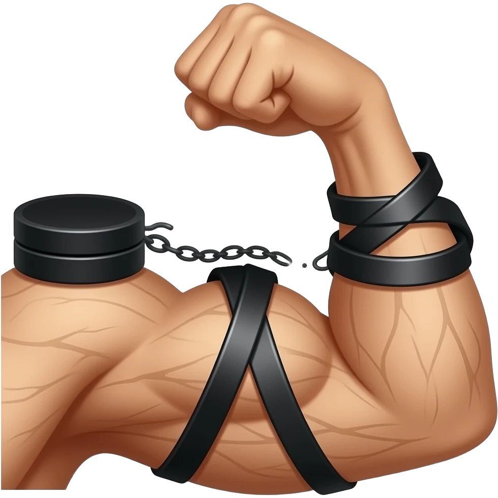Flexed bicep with black tefillin spiral wrapped around the arm with the black tefillin box on the top of the bicep💪➰⬛️ emoji