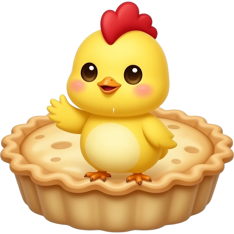 Cute chick in a pie emoji