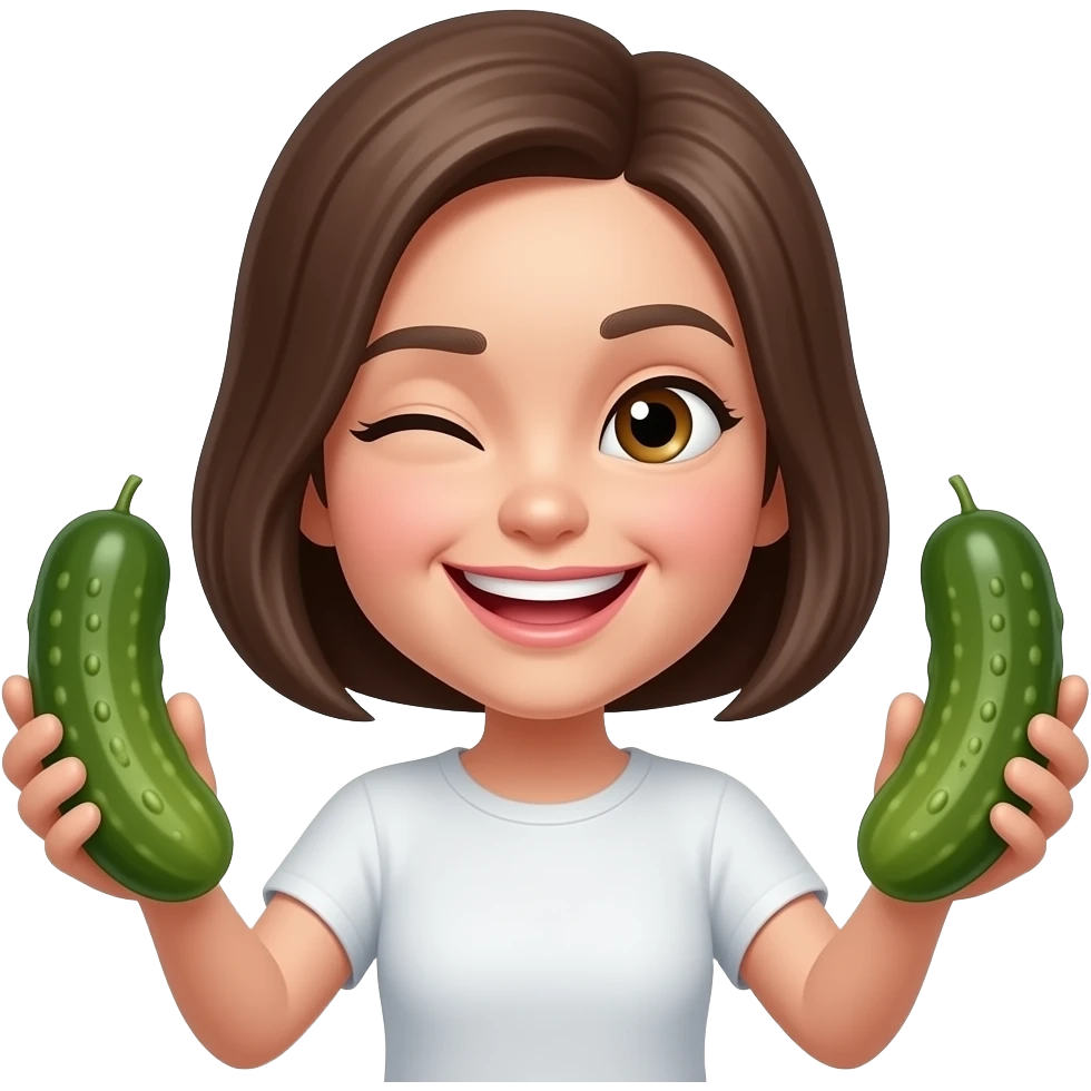 super happy classic 😝 emoji holding a pickle in each hand emoji