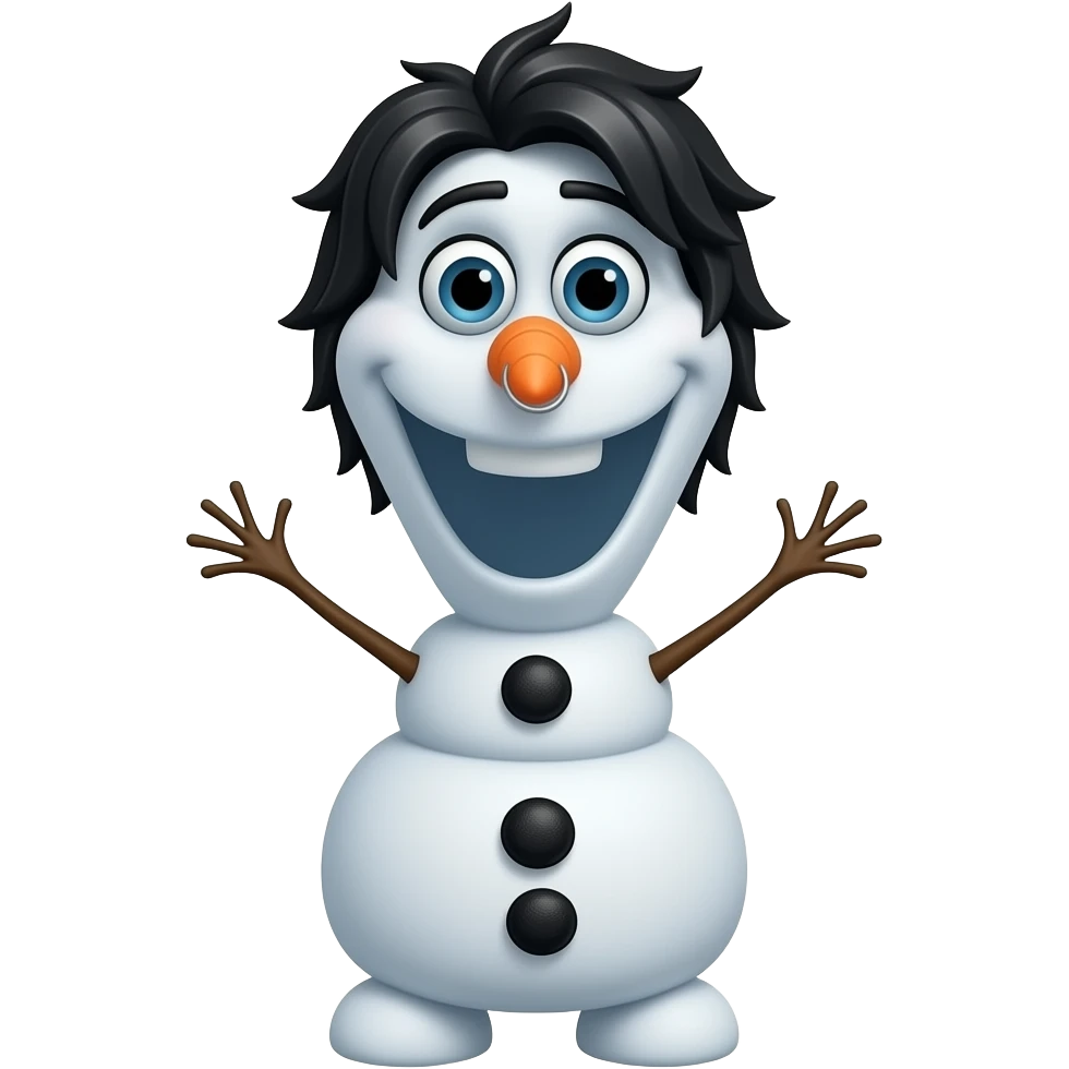 Can you make Olaf the snowman with black emo hair and a nosering emoji