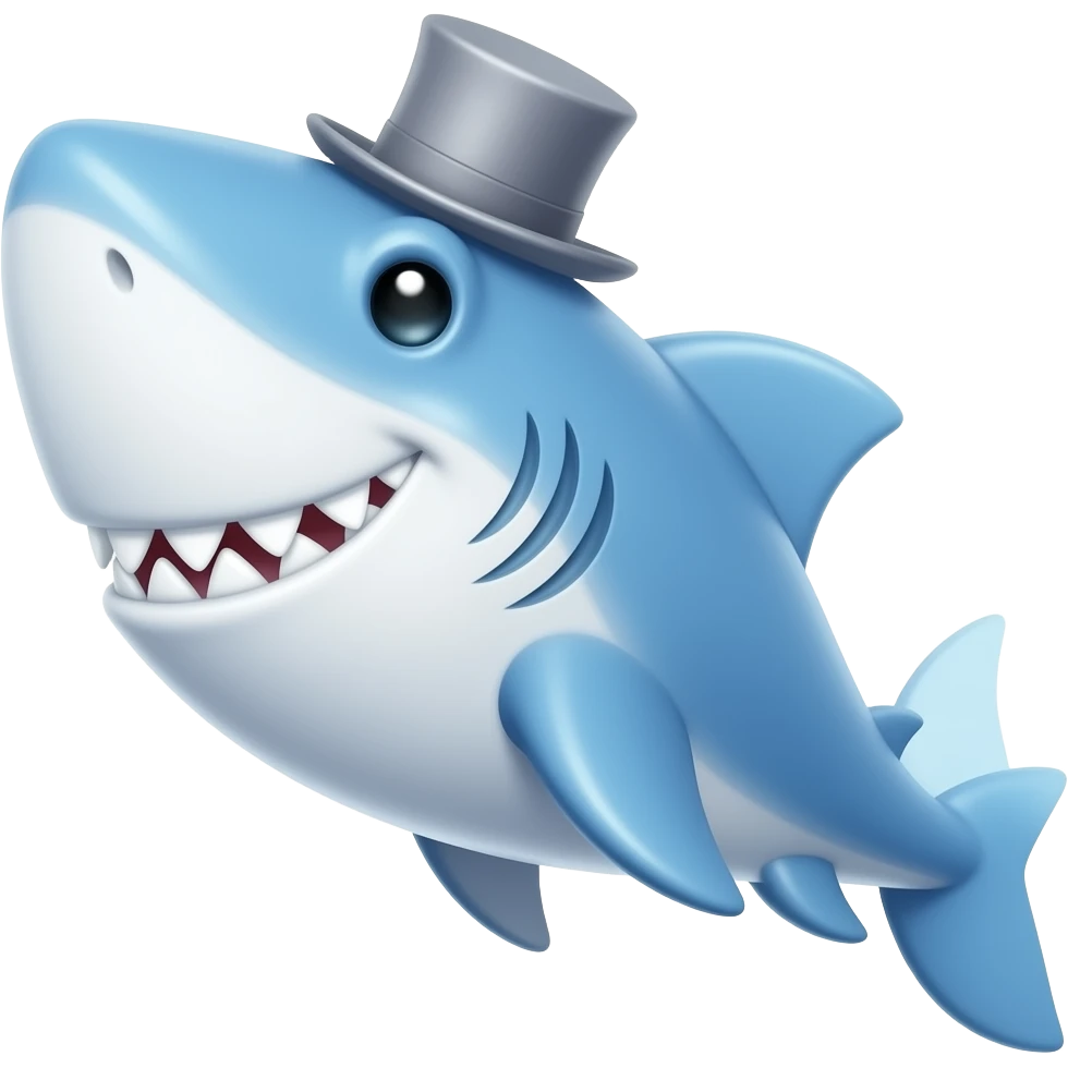 Shark with a top hat emoji