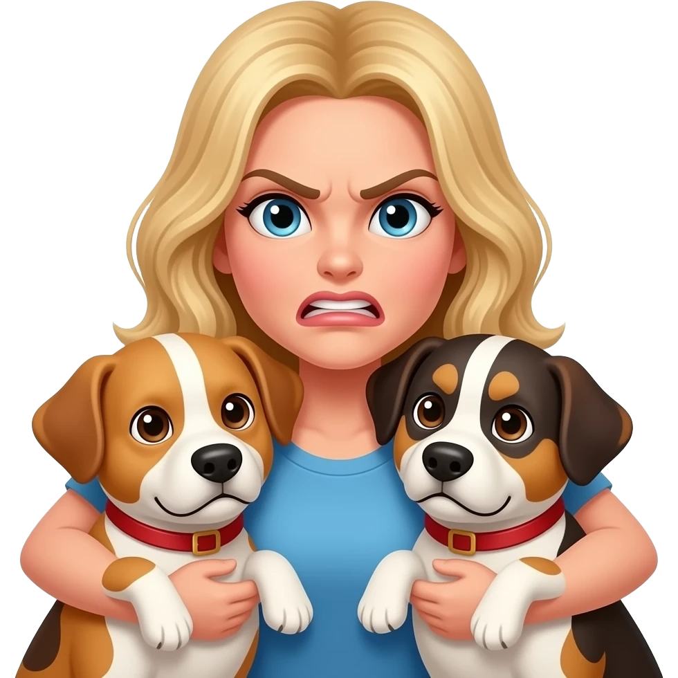 Angry Blonde Women  hug Their Dogs emoji
