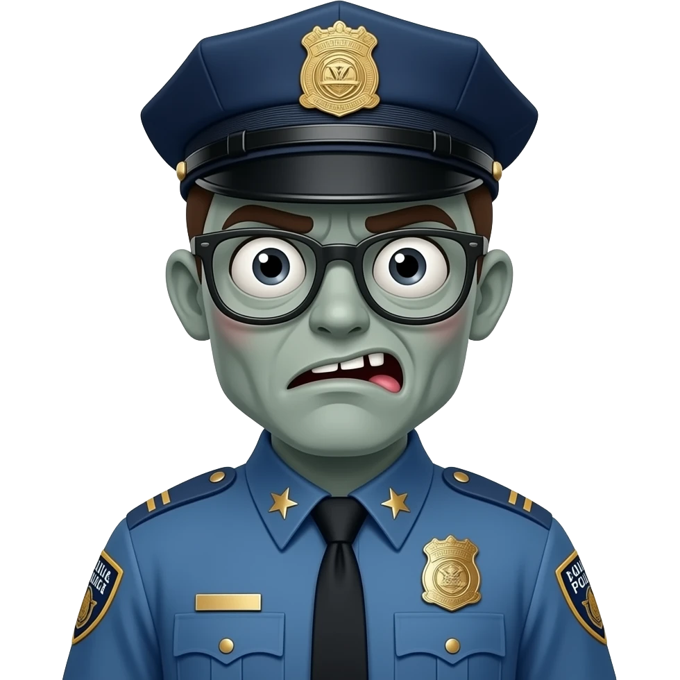 zombie Police With glasses wearing blue uniform emoji