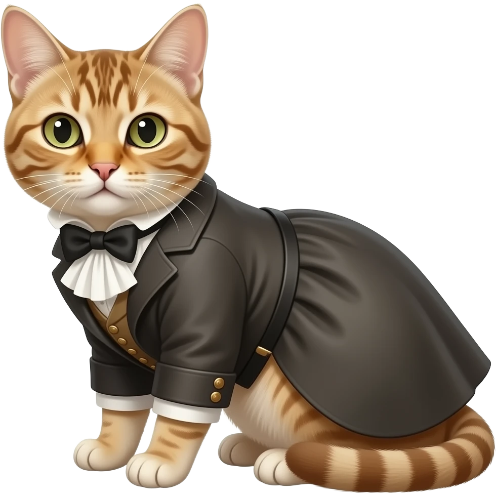 A victorian  cat looking suspicious emoji