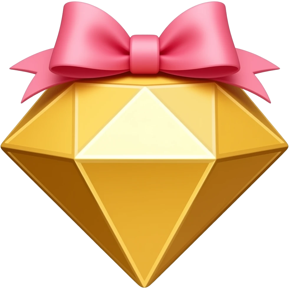 Бриллиант золотой с бант розовый emoji