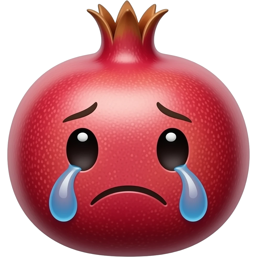 Pomegranate kissy face crying emoji