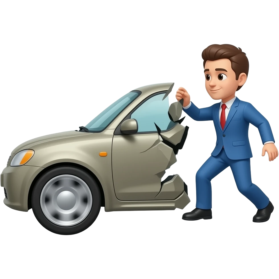 A car hitting a person and adding 10 points in the background emoji