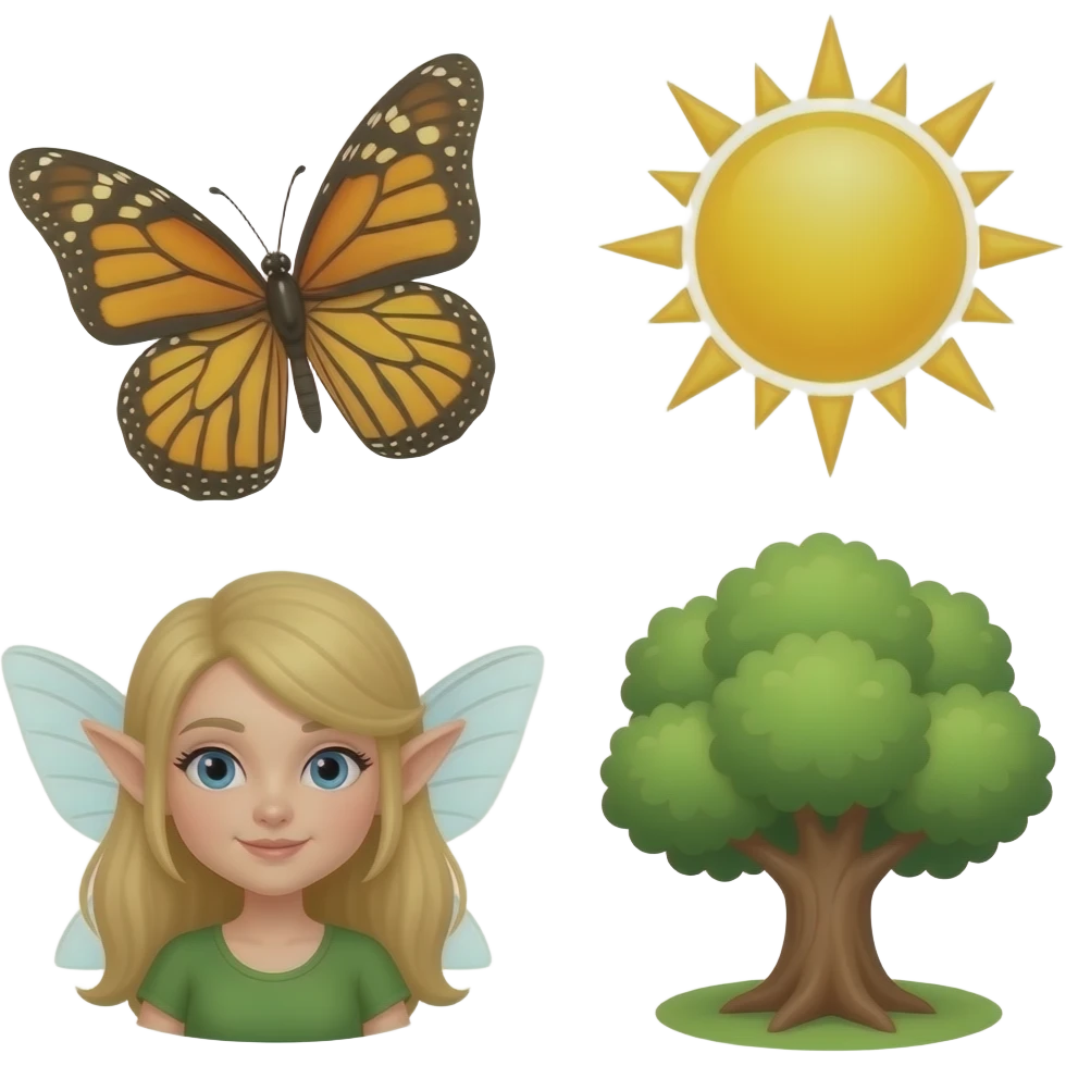 🧝🏻‍♀️🌺🌳🦋🌞 emoji