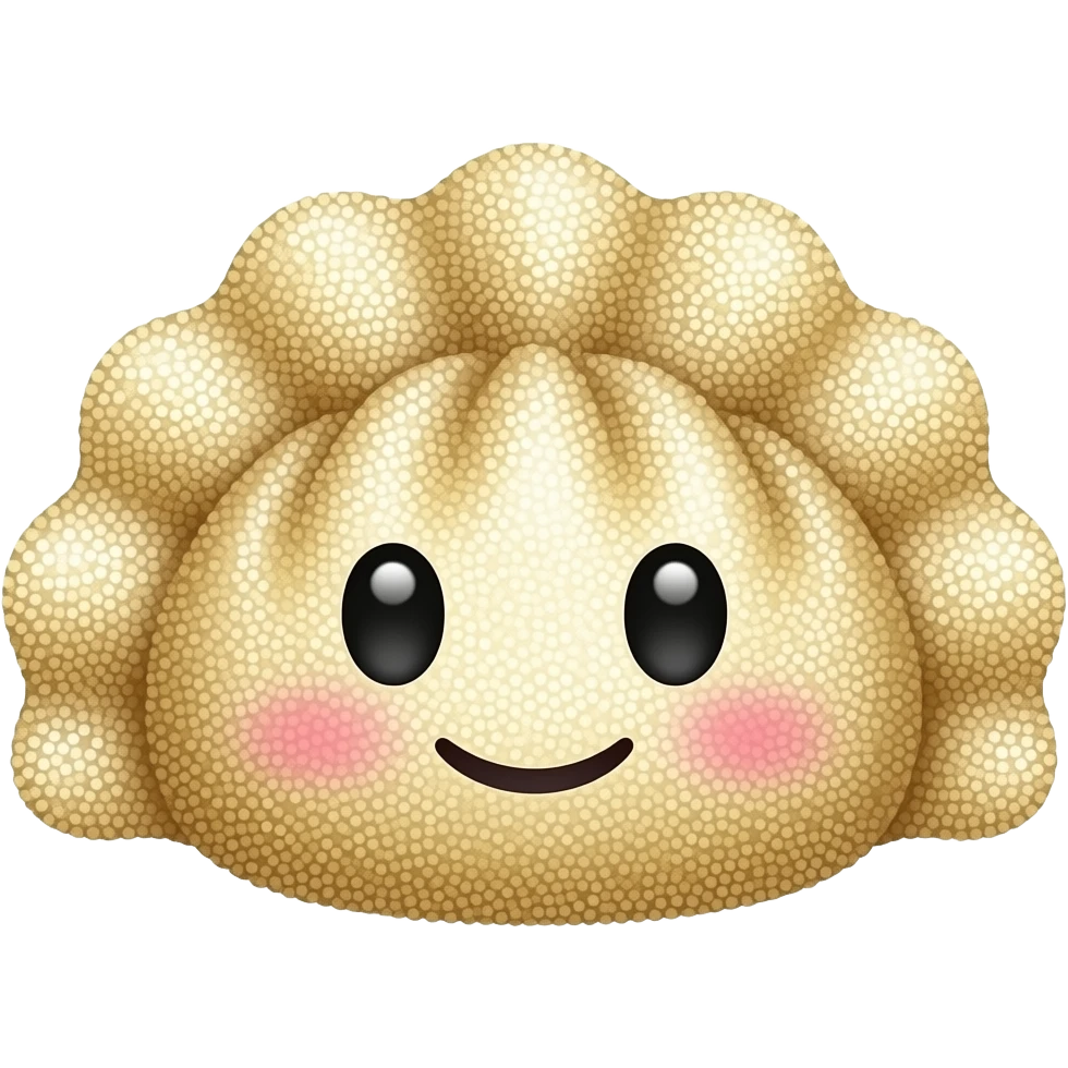 Glitter dumpling face emoji