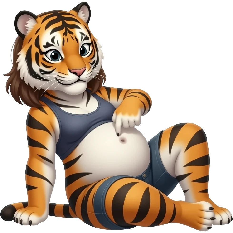 Make this Tiger girl get stuffed,her belly will be so big it would look like she has pregnancy bloating,dare to tickle that Tiger girl’s bellybutton,her gut rumbling echoes loud so you can listen to that full tummy,Tiger girl rolls around. emoji
