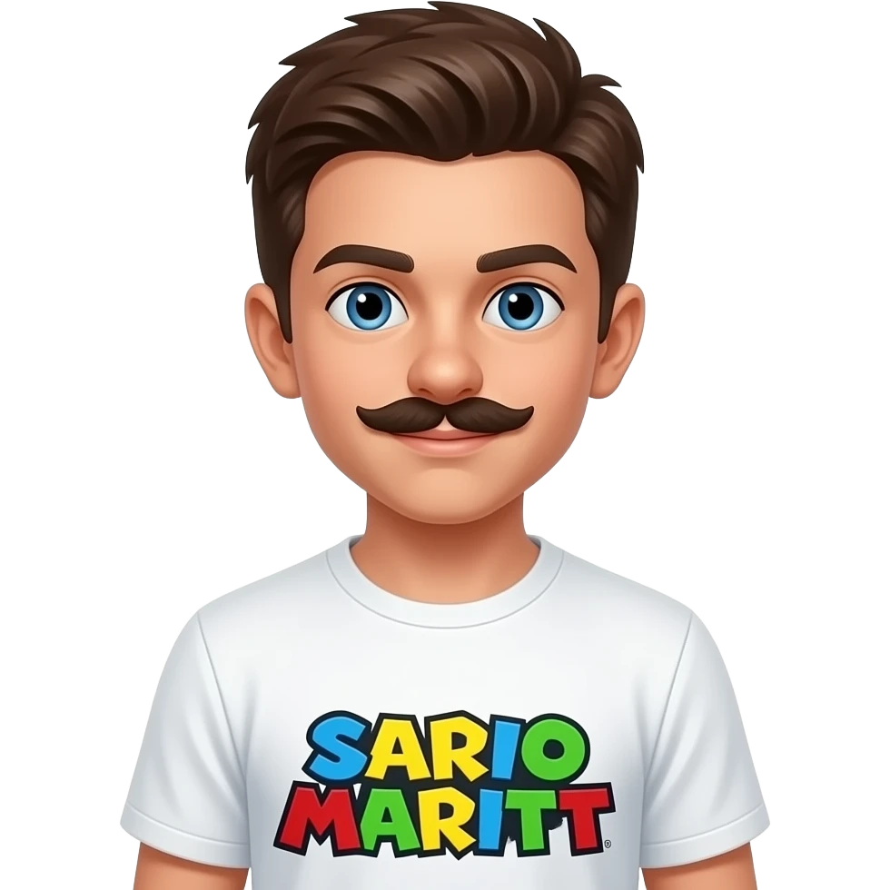 make me an emoji of Jacob kravets rizzy with Mario kart shirt white no mustache 11 emoji