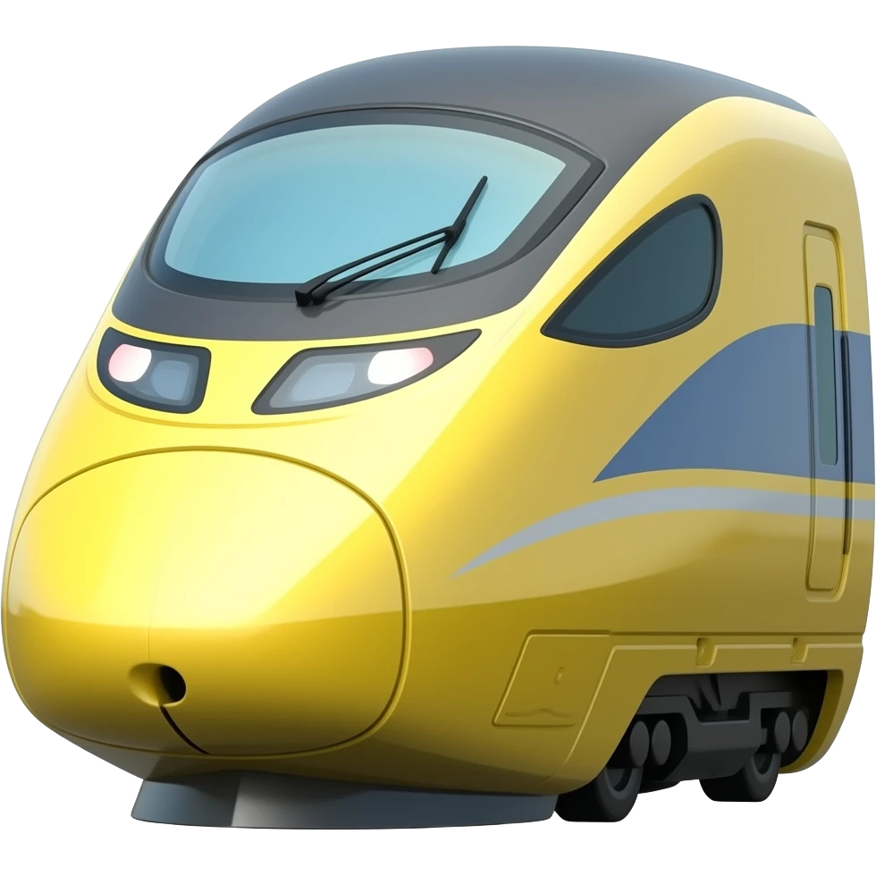 Apple emoji style yellow and blue aerodynamic design bullet train emoji