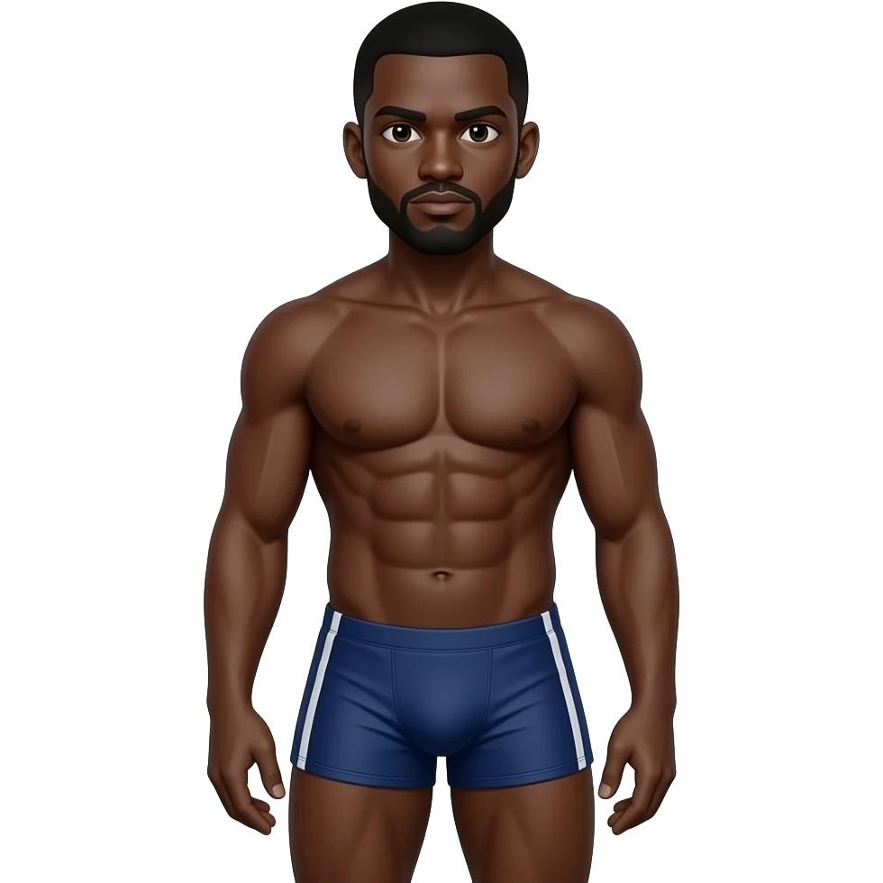 Ripped way bigger black man with only speedos on emoji