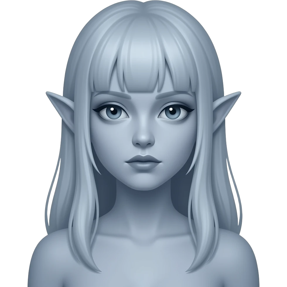 Beautiful spectral dark greyish-blue whitish gloomy fairy lady emoji