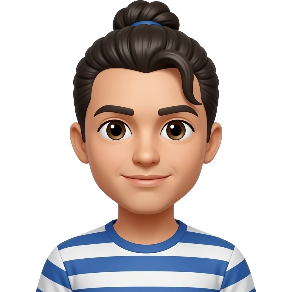Con un peinado de honguito emoji