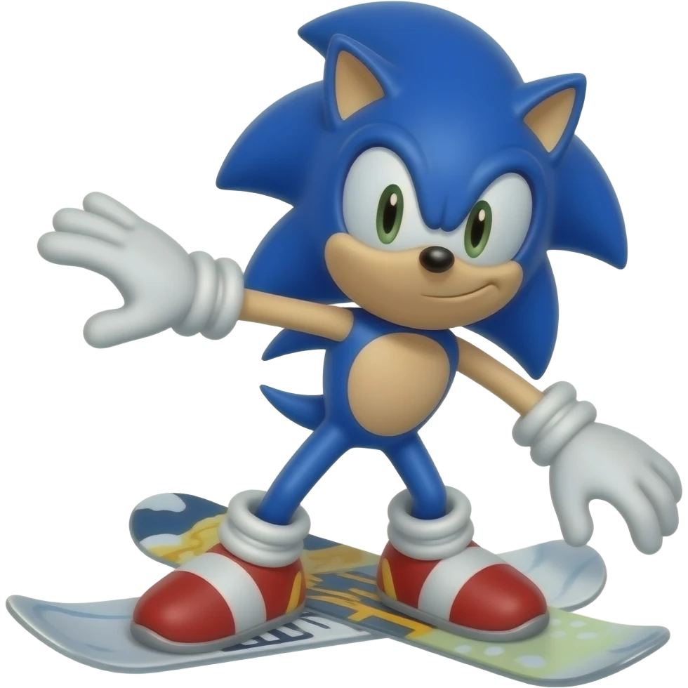 Sonic the hedgehog snowboarding emoji