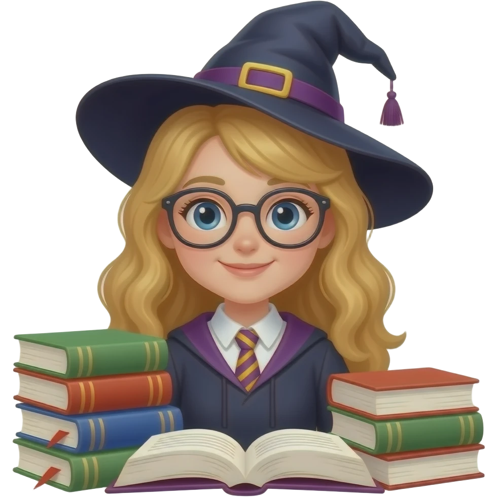учень з книщками та чаклунка emoji