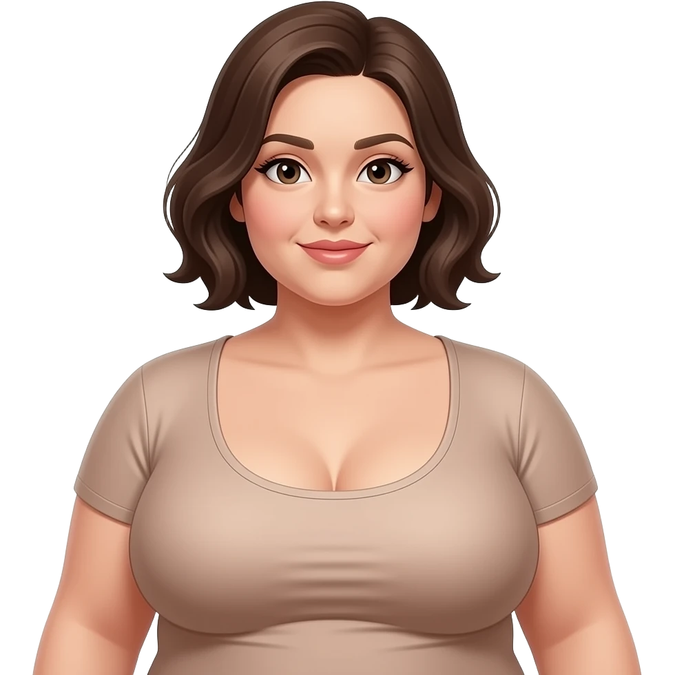 Heavyset Woman with large breasts covered by tight top emoji