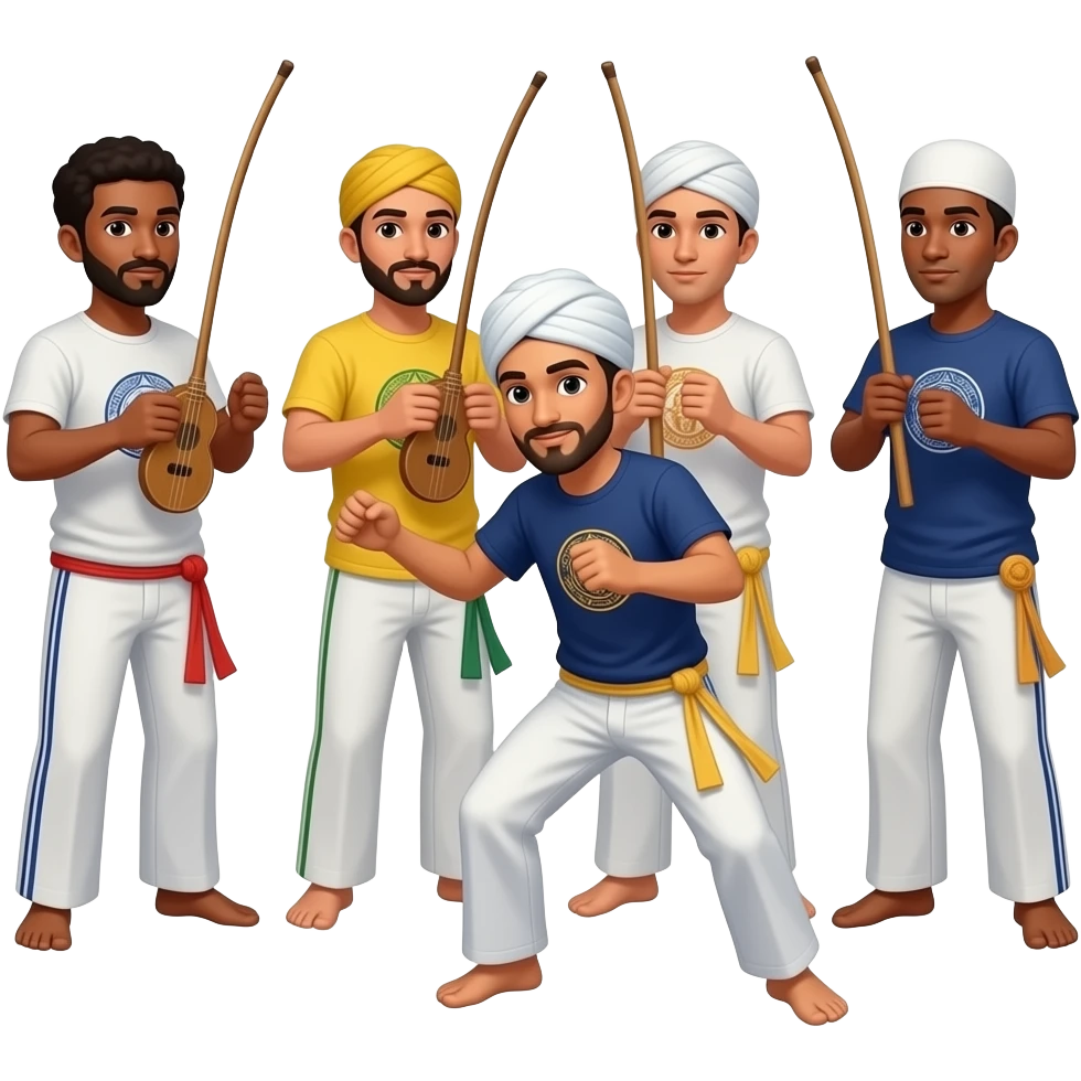 Crie uma muçulmana capoeirista, jogando com outros capoeiristas emoji