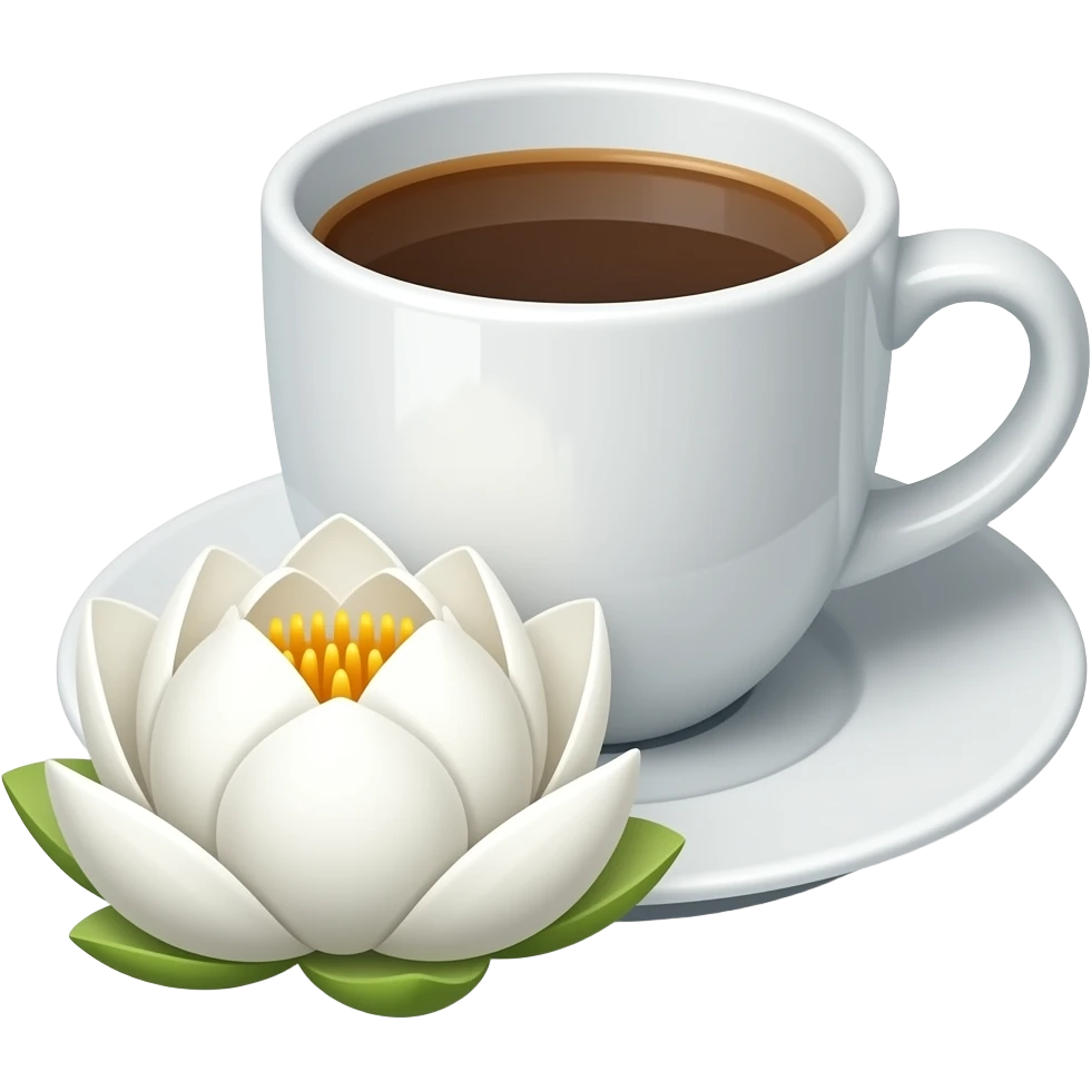 white lotus emoji combined with ☕️ white background emoji
