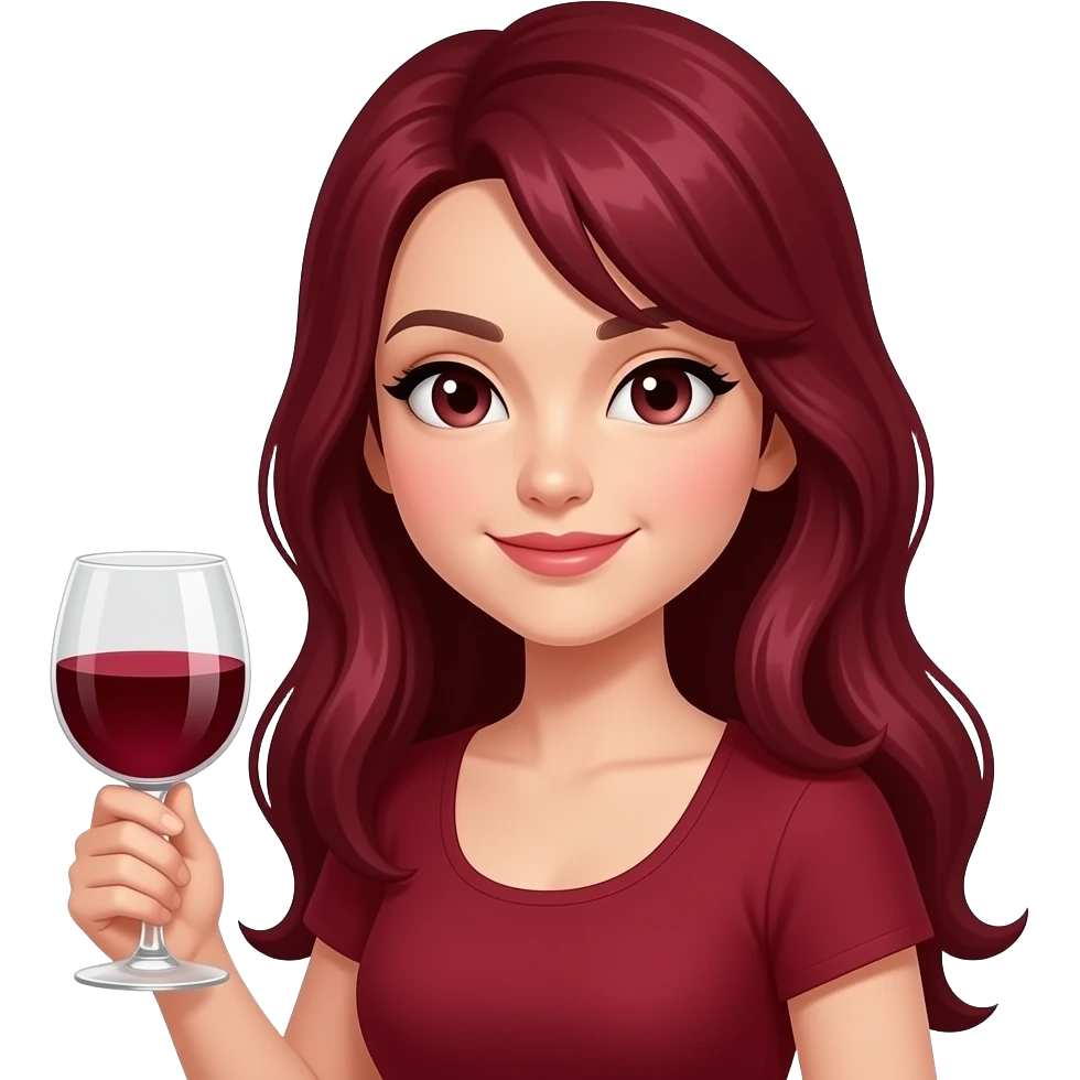 اصنع ايموجي احمر غامق لفتاة تحمل كأس نبيذ emoji