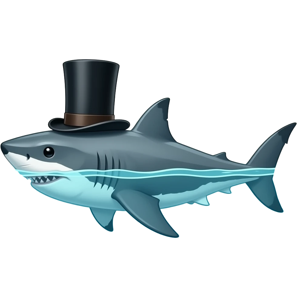 Shark with a top hat emoji
