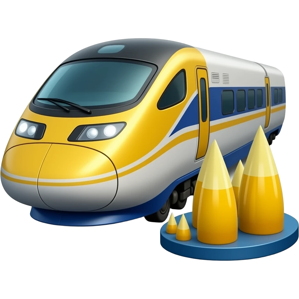 Apple emoji style yellow and blue aerodynamic design bullet train emoji