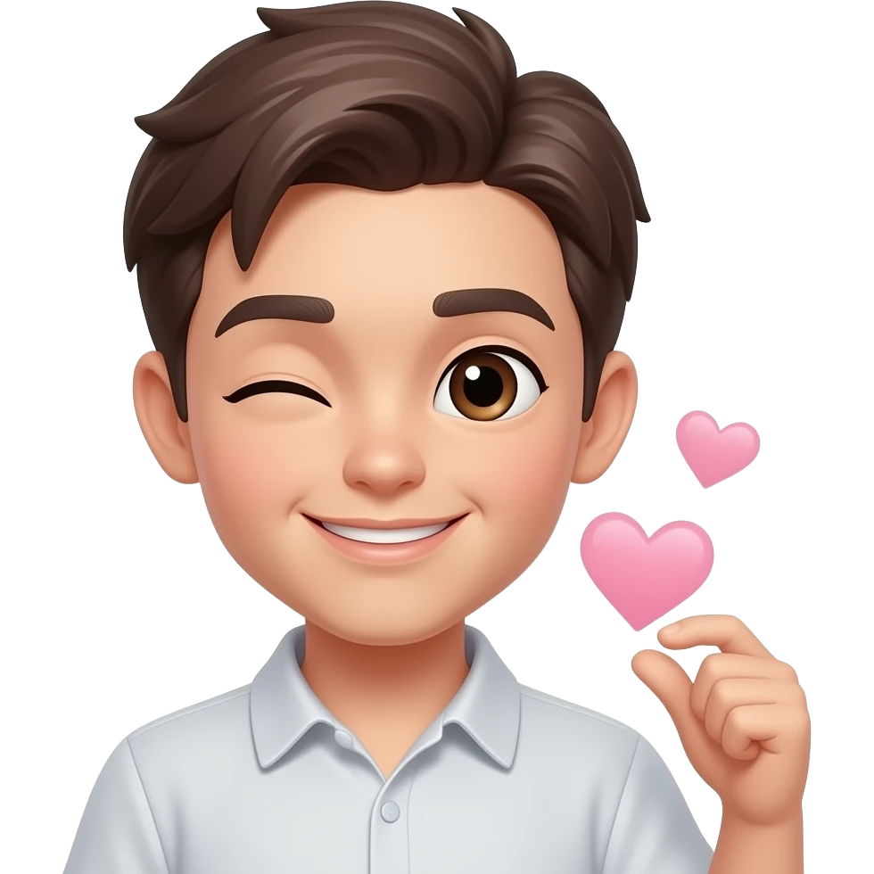 귀여운 표정으로 하트를 발산하며 윙크하는 이모지 emoji