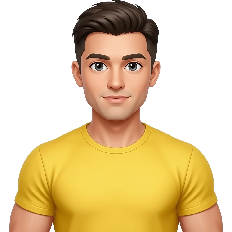 Man traps muscle, fit yellow man emoji