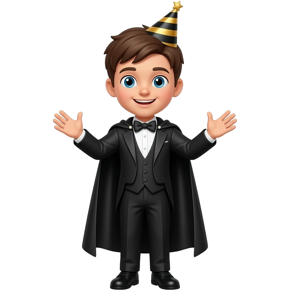 Niño cuerpo completo vestuario de fiesta de de negro emoji