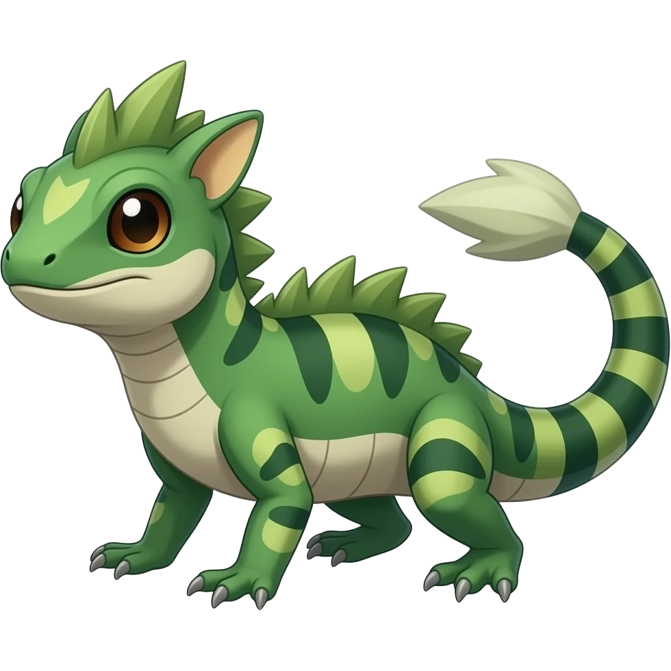 Lizard-Treecko-Kecleon-Axew-Exveemon-Fakémon-hybrid, full body emoji