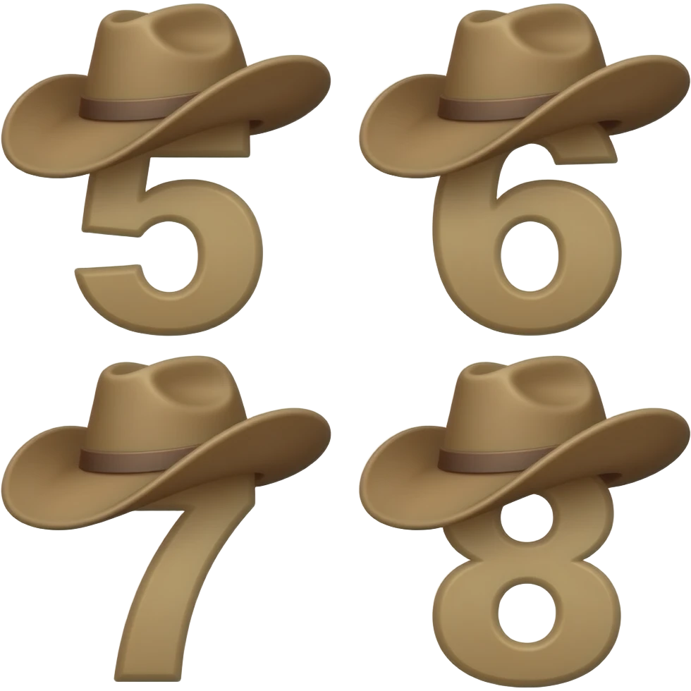 Numbers 5 6 7 8 wearing cowboy hat emoji