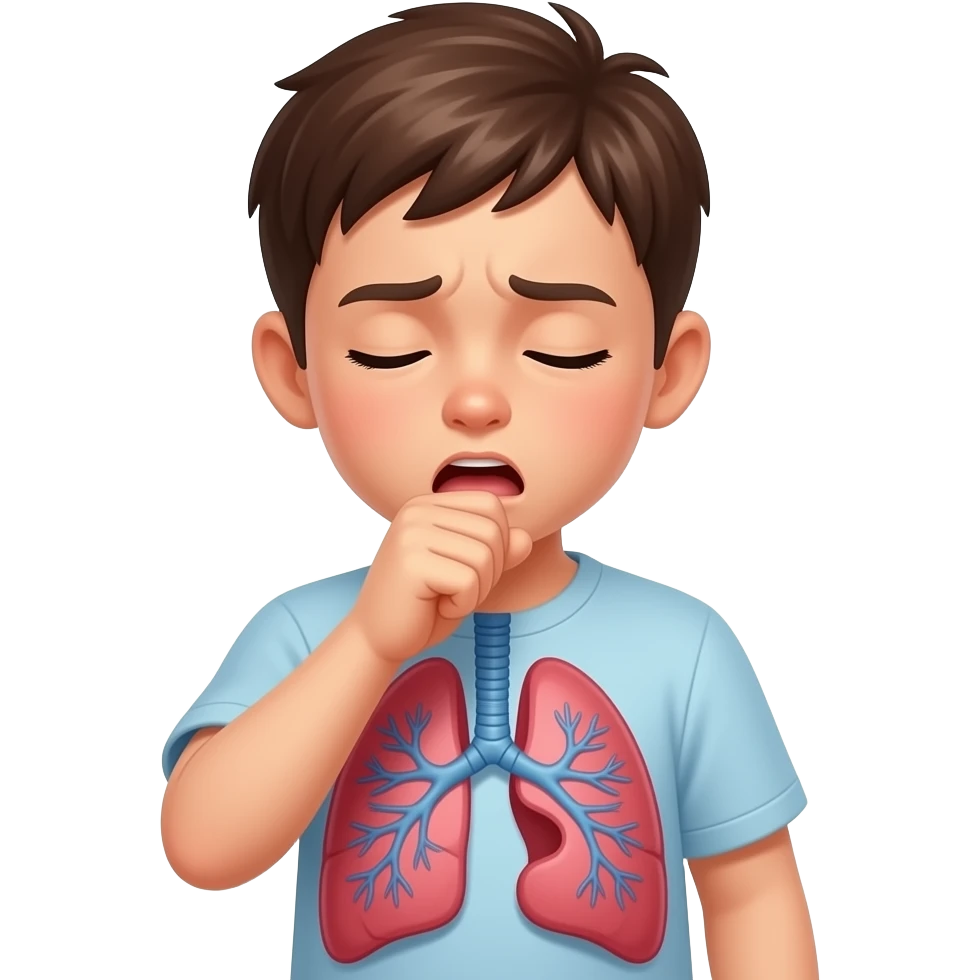 A boy with inflamed lungs coughs emoji