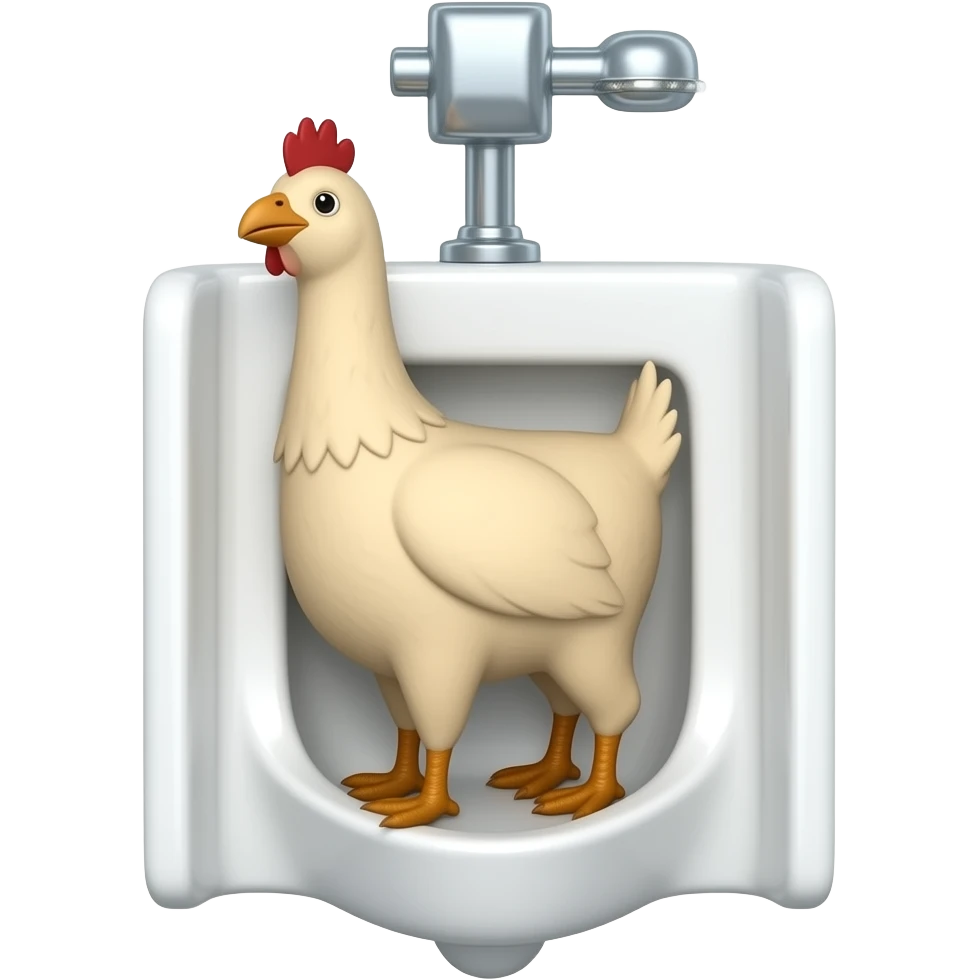 Urinal with a cock emoji